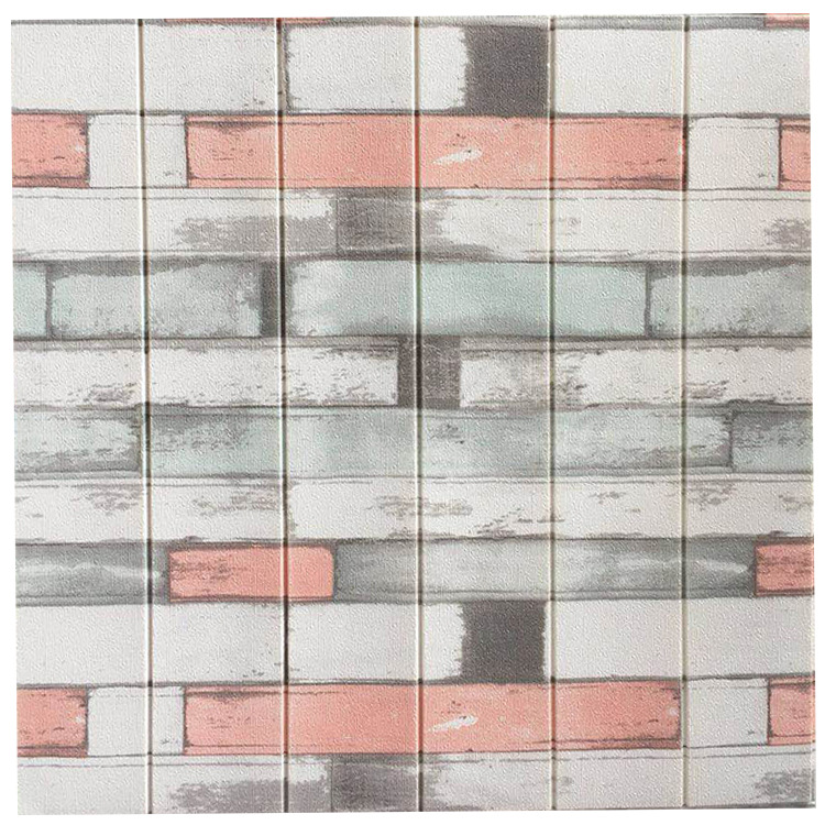 Papel pintado autoadhesivo decorativo pegatinas impermeables grano de madera tridimensional bolsa suave 3D pegatinas de pared Aula de Kindergarten falda de pared papel pintado antifouling