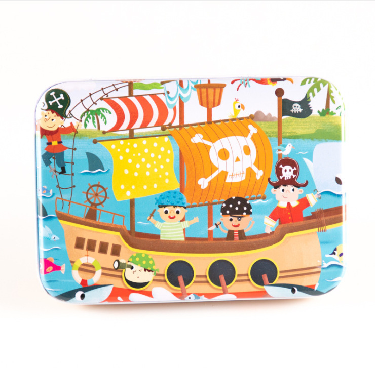 120 piezas caja de hierro creativo pintado a mano ilustración rompecabezas 3-4-6 AÑOS NIÑOS bloques de construcción juguetes educativos de calidad 0,25