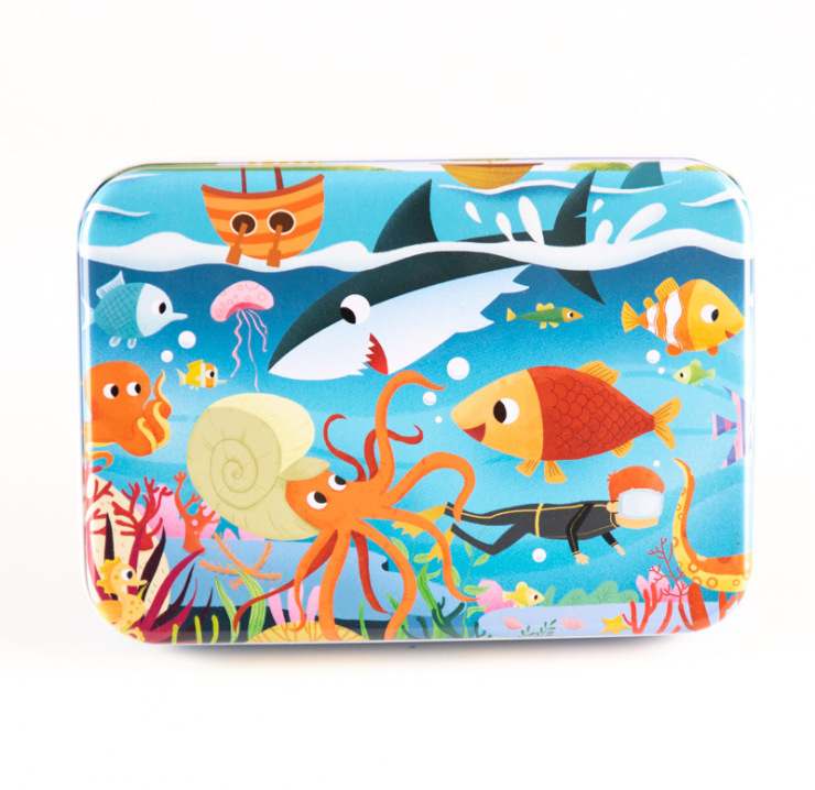 120 piezas caja de hierro creativo pintado a mano ilustración rompecabezas 3-4-6 AÑOS NIÑOS bloques de construcción juguetes educativos de calidad 0,25