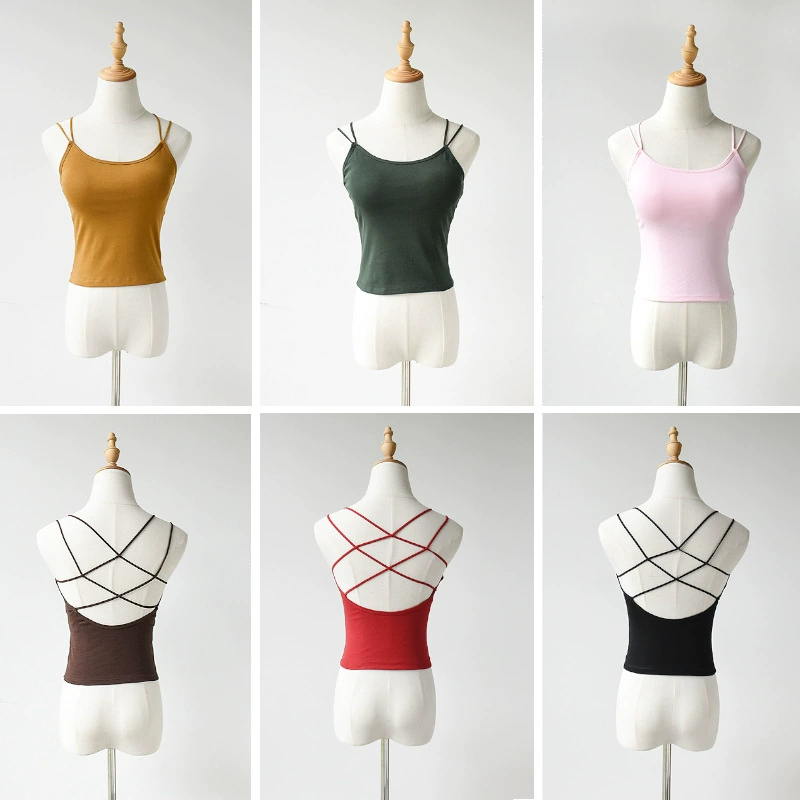 TikTok интернет популярное красивое хлопковое нижнее белье с перекрестным ремешком и нагрудной подушечкой жилет для джазовых танцев