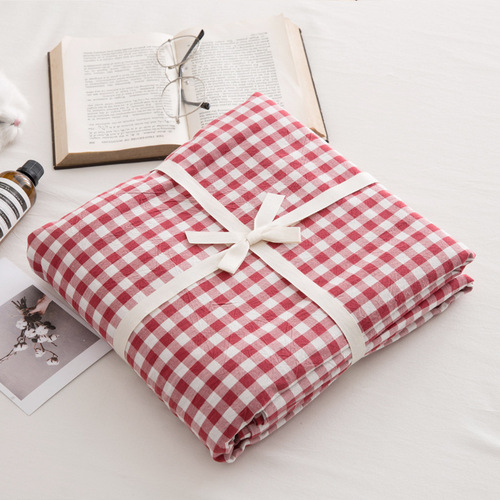 Japanese-style cotton-dyed washed cotton single quilt cover, high quality plaid quilt cover, pure cotton quilt cover, single piece pure cotton quilt cover