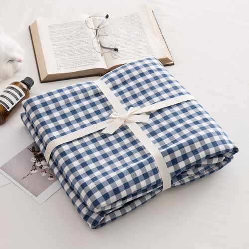 Japanese-style cotton-dyed washed cotton single quilt cover, high quality plaid quilt cover, pure cotton quilt cover, single piece pure cotton quilt cover