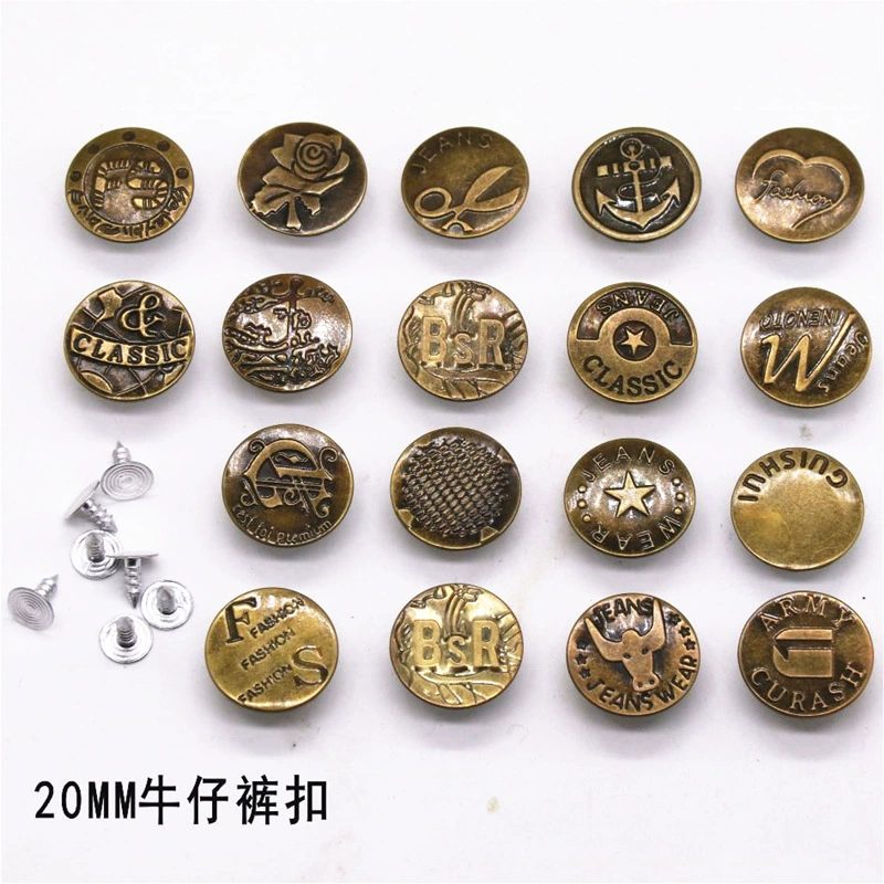 Пряжка ковбоя кнопок джинсов 20 мм Ретро Бронзовая продетая нитку пряжкой