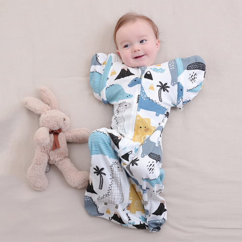 Baby sleeping bag swaddle towel Newborn children swaddle sleeping bag Baby surrender style multi-purpose anti-kick quilt Two sets of sleeves