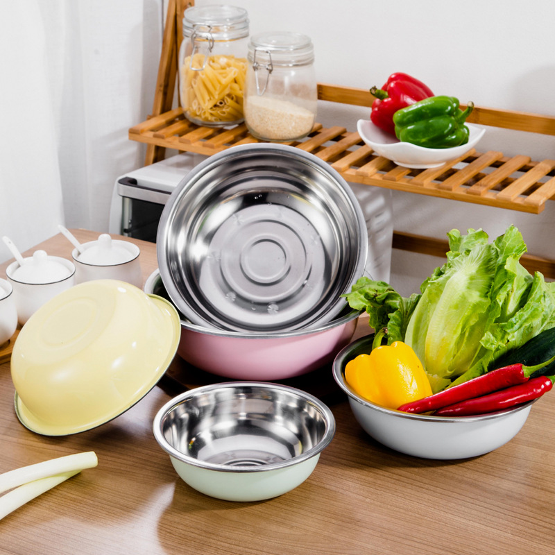 Three-piece color basin set, five-piece set, rice sieve three-piece set, household vegetable sink, multi-purpose basin, gift basin set