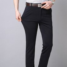 新款男士中青年修身西裤针织四面弹长裤子工装商务时尚小脚休闲裤