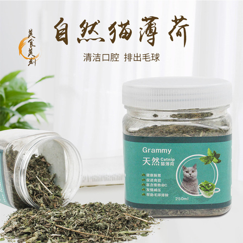 Catnip removes hair balls and cleans the mouth Catnip grass powder Digestive cat grass cat snacks 250ml6
