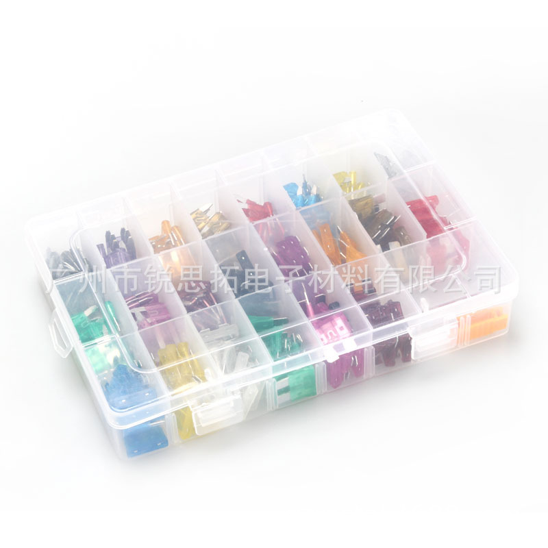 亚马逊爆款242PCS中号保险片低压小号保险丝混装盒装汽车保险丝