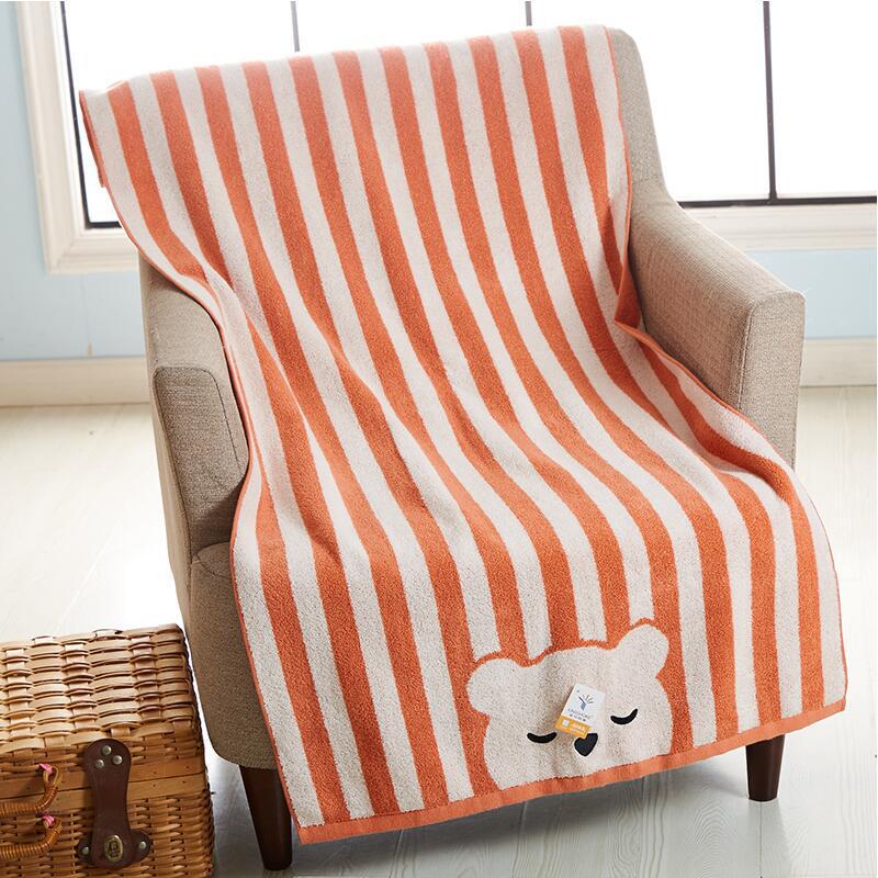 [Gold Bath Towel] Gold No Twist Craft Soft Fluffy Embroidered Cute Bear Cartoon Bath Towel S3131WH