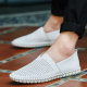 Cross-border large size leather shoes 49 size men's breathable Bean shoes spring men's head layer leather one-foot hollow leather shoes 47 size