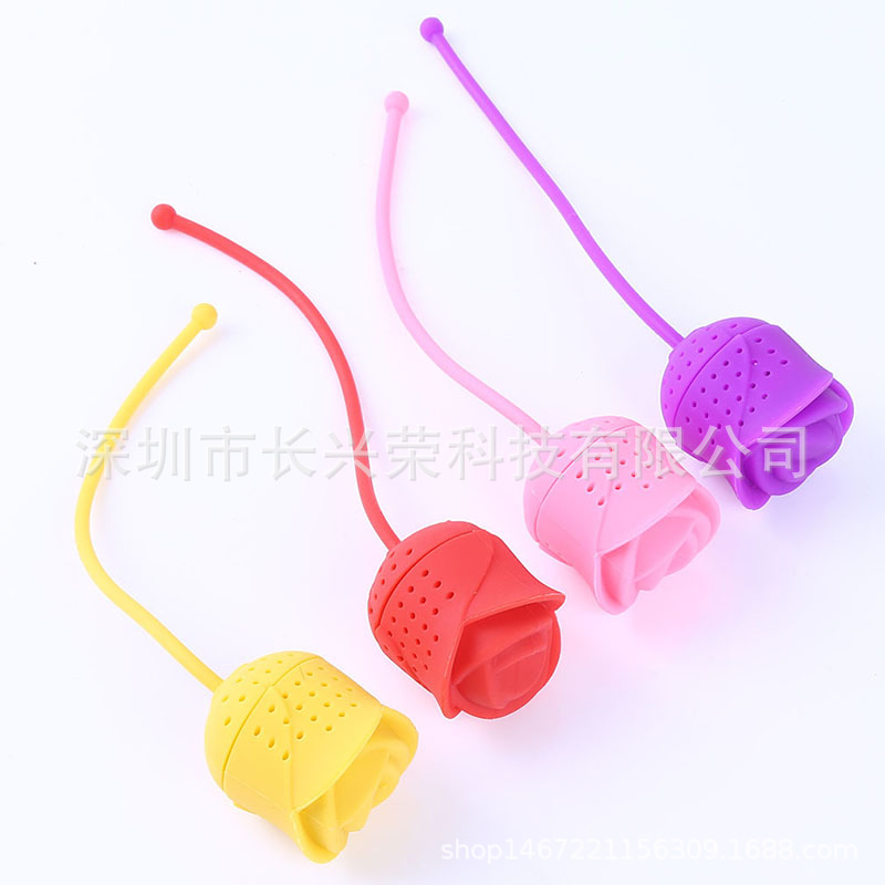 硅胶玫瑰花泡茶器 创意玫瑰花冲茶器 硅胶玫瑰花茶包滤茶器