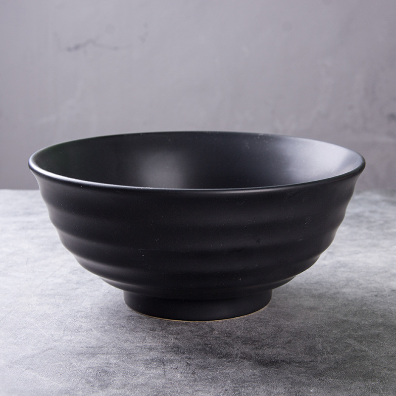 Cuencos de desayuno de Estilo Vintage mate negro de base alta de 7 pulgadas