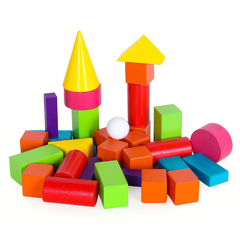 Juguetes de madera para niños 32 piezas matemáticas enseñanza ayudas modelo de geometría tridimensional cono cilíndrico rectangular bloques de construcción Juguetes