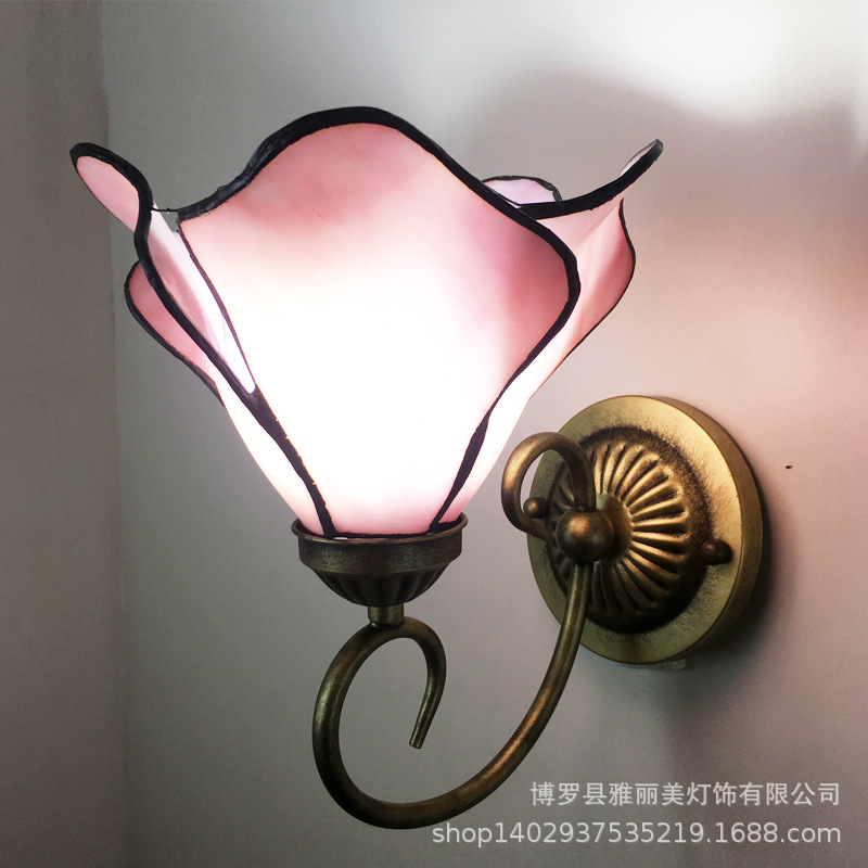 Baohua Tiffany moderno color minimalista lámpara de pared dormitorio lámpara de noche pasillo de estilo europeo salón lámpara de pared de fondo