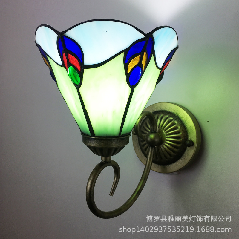 Baohua Tiffany moderno color minimalista lámpara de pared dormitorio lámpara de noche pasillo de estilo europeo salón lámpara de pared de fondo