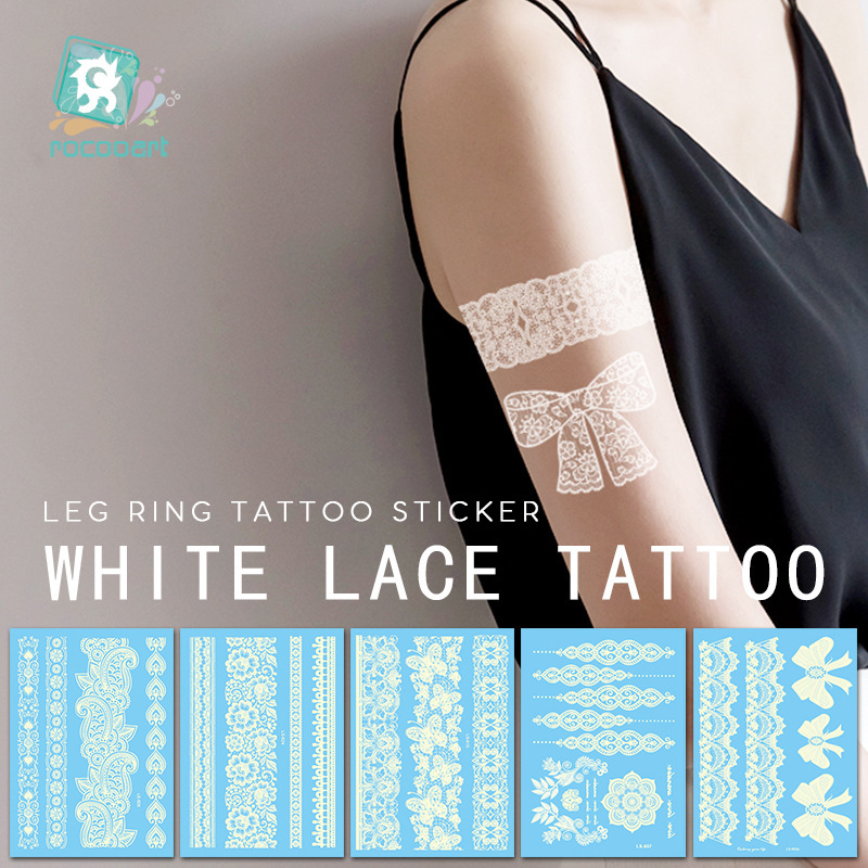 Cross-border Hot Sale Waterproof Hannah Tattoo Sticker Fashion Bride Lace White Tattoo Sticker Temporary Tattoo Wholesale