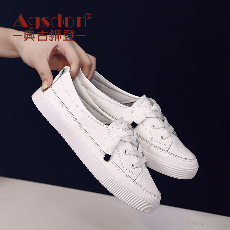 Zapatos Blancos Augu Shiden para Mujer, Zapatillas Transpirables de Boca Poco Profunda para Primavera y Otoño, Modelo 2025, Zapatos Cómodos Sin Cordones para Estudiantes