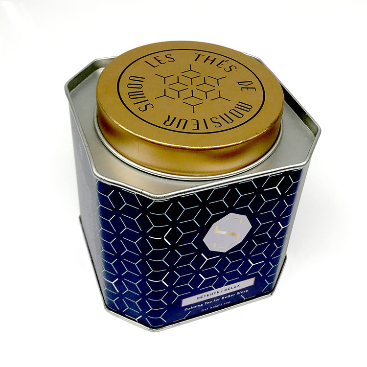Lata Hexagonal Sellada para Té de Hojalata con Impresión Offset