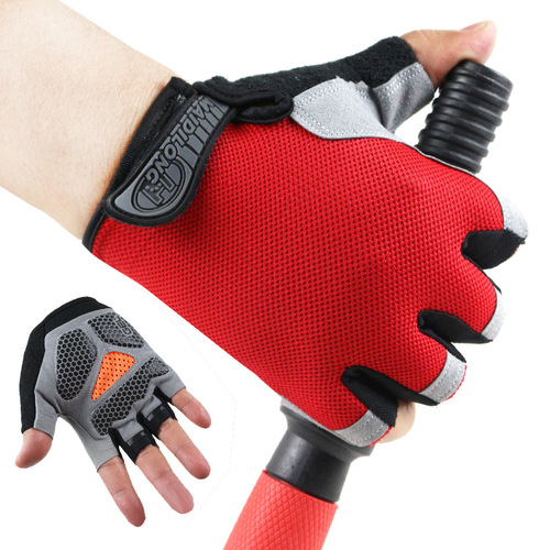 Cycling half-finger gloves outdoor sports sun protection anti-slip men's women's fitness mesh fabric design summer bike pads