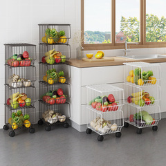 Kitchen rack floor-standing multi-layer bowls and plates, vegetable and fruit baskets, sundries rack, multi-functional iron storage