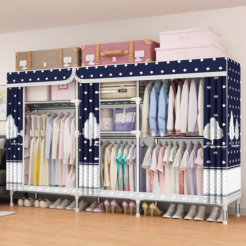 Cloth Wardrobe Steel Pipe Thickened Reinforced Thickened Assembly Double Simple Large Fabric Oversized 25230 Gloves