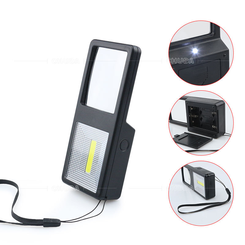 楚达led放大镜 便携口袋阅读手持放大镜 看小字户外野营照明灯3倍