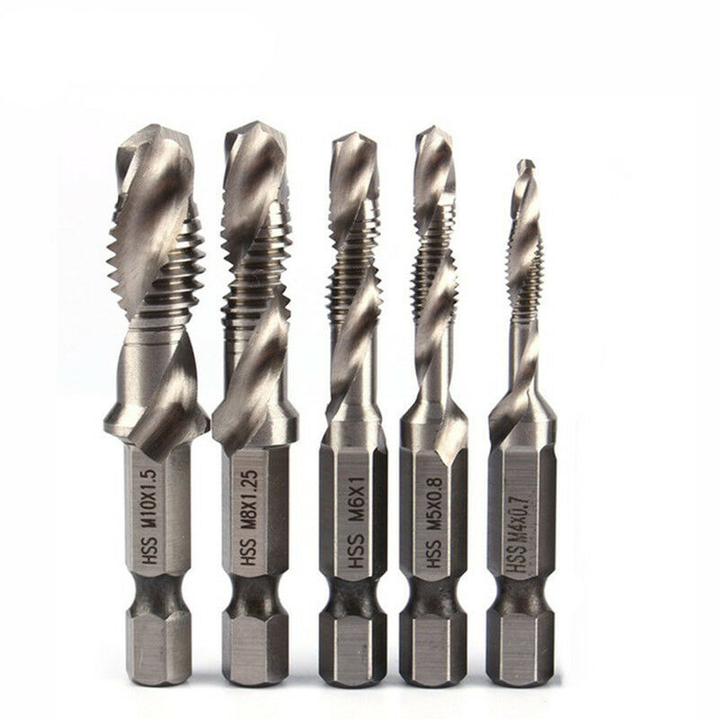 Acero de alta velocidad Chapado en titanio tres en uno multifuncional hexagonal mango compuesto grifo roscado y perforación biselado compuesto de la máquina todo en uno