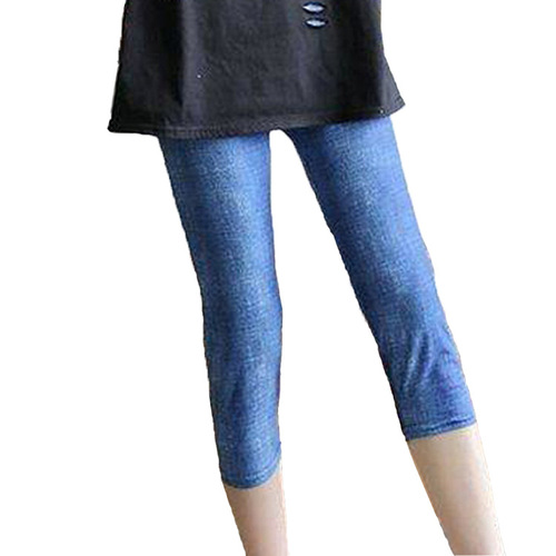 Summer New Women's Milk Silk Frayed Elastic Slimming Blue Denim Seven-Eighth Length Skirt Thin Outerwear Petite Footwear for Women