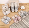 Factory direct selling volume Four seasons home soft stripe linen flax slippers men's cotton linen home sandals and slippers female