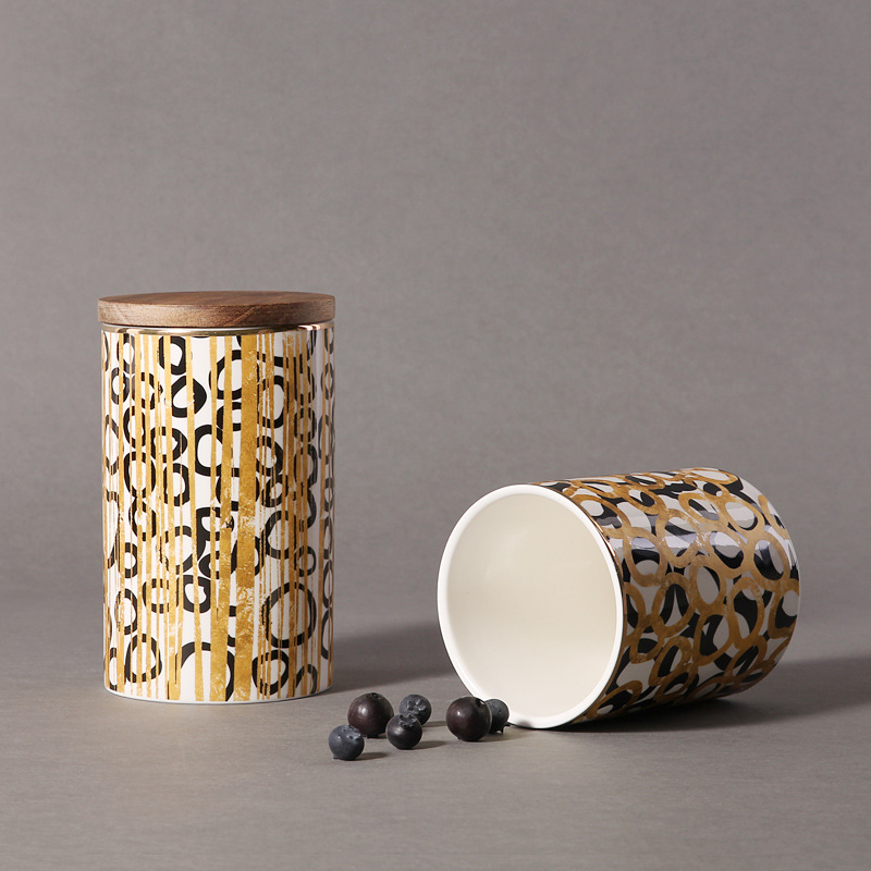 Frasco de almacenamiento de círculo nórdico tarro de cerámica sellado cepillo de maquillaje tubo Eyeliner ceja lápiz cubo almacenamiento tubo almacenamiento tarro venta al por mayor