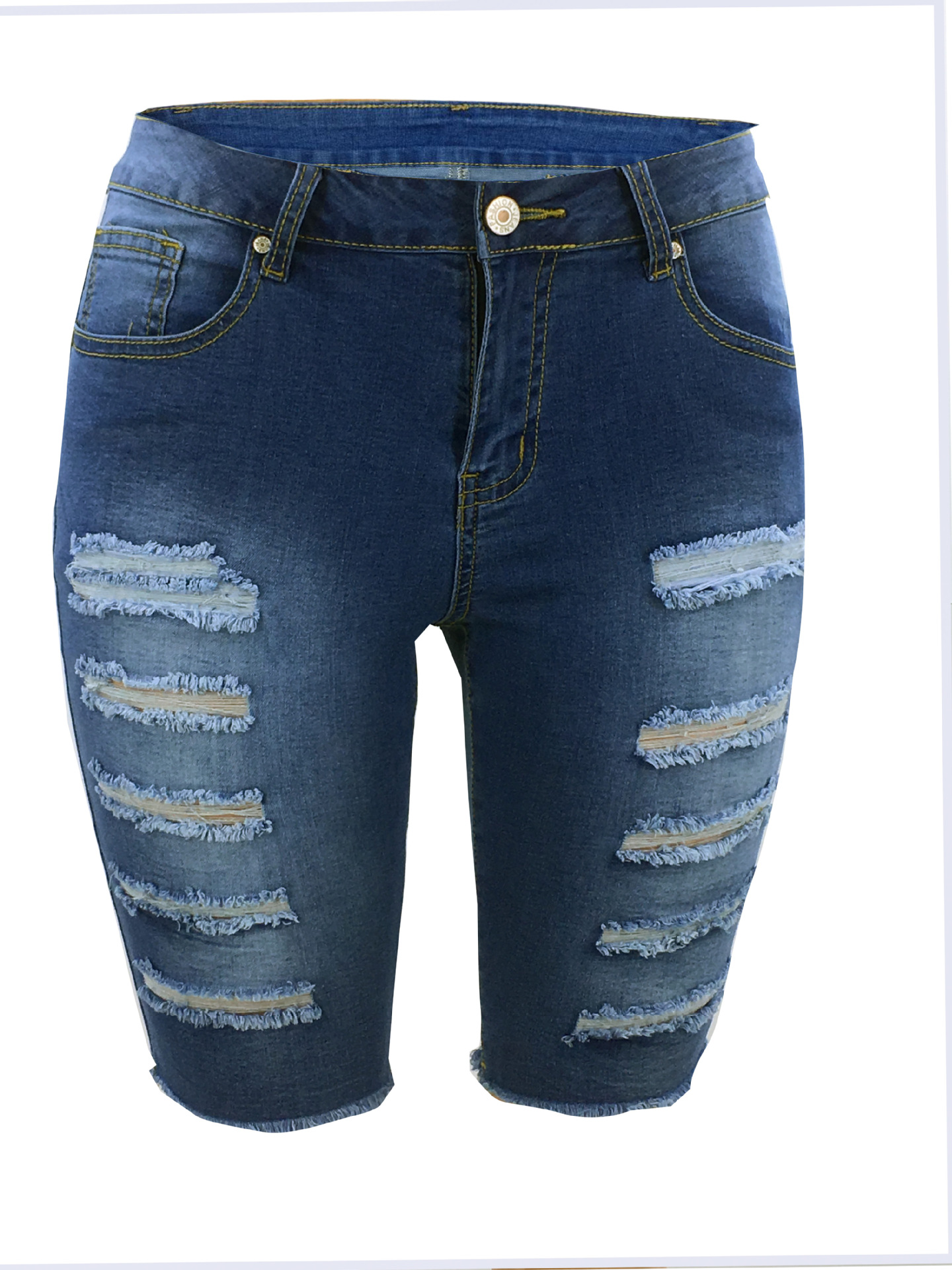 Nuevos shorts vaqueros retro europeos y americanos lavados estilo vintage para mujer 2026, de corte holgado, efecto adelgazante, pierna recta, pantalones de longitud media en stock.