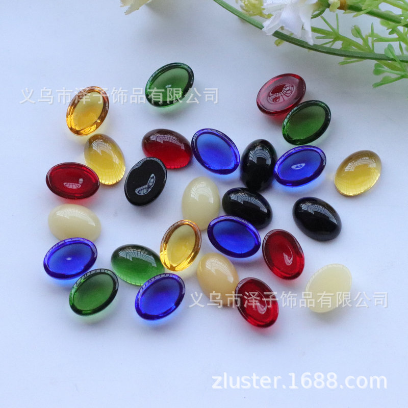 Venta directa de fábrica 10*14mm superficie de anillo imitación piedra preciosa piezoeléctrica cristal parche de vidrio hecho a mano bricolaje accesorios de joyería al por mayor image 2