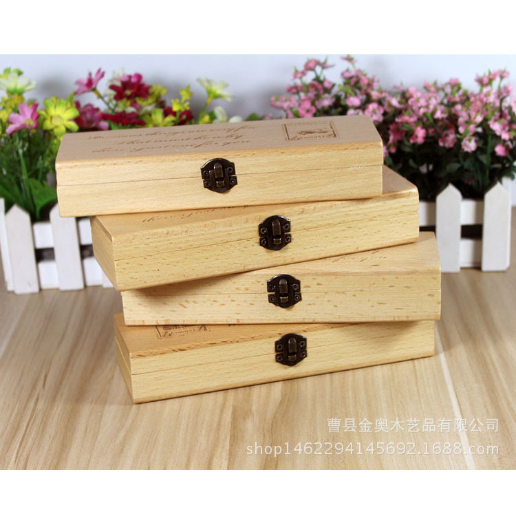 厂家直供木制原色多功能创意礼品盒包装盒木制文具盒 梳子包装盒