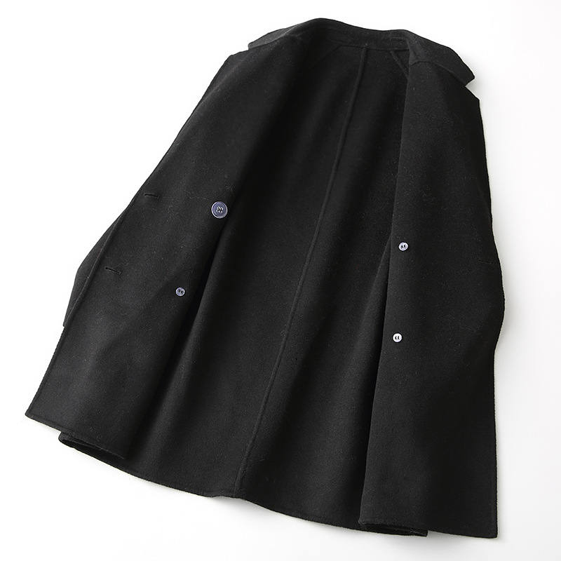 Chaqueta Corta de Lana de Doble Cara 100% Lana Hecha a Mano para Otoño e Invierno