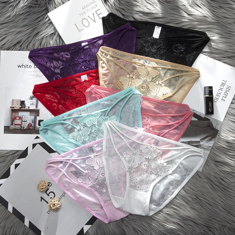 Sexy jacquard embroidered underwear women's low waist sexy temptation pure cotton crotch women's briefs manufacturer