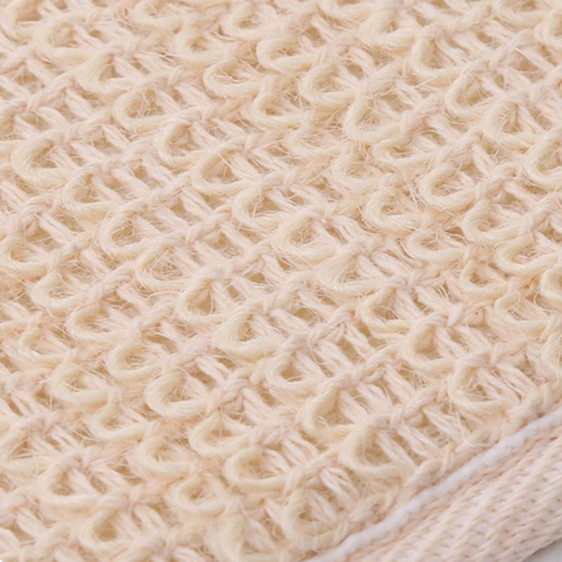 Natural de algodón y lino Loofah largo Tire hacia atrás Toalla de baño fuerte exfoliante masaje de nuevo cepillo de baño ventas directas de fábrica