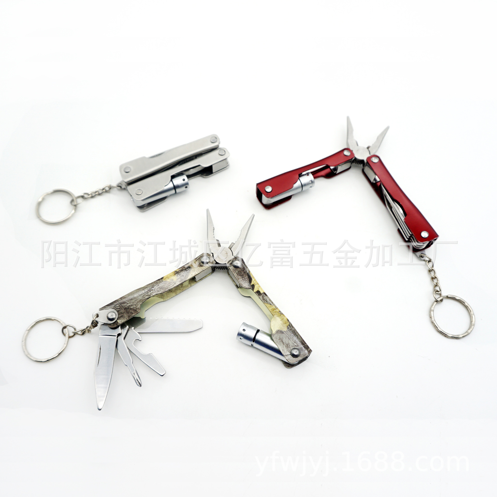 不锈钢电泳钳多用途带灯钳子便携可折叠LED灯钳户外野营工具钳