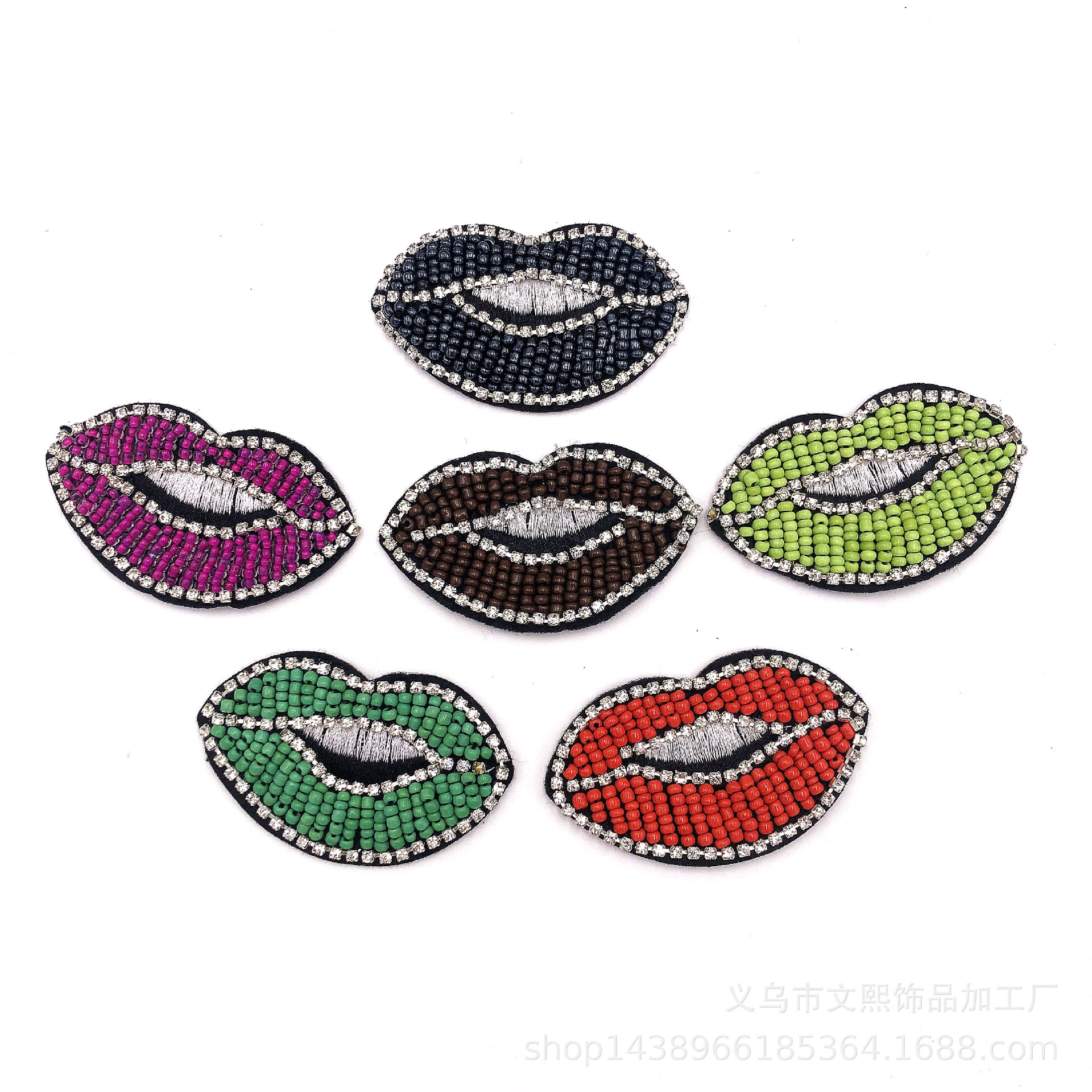 厂家 新款 钉珠嘴巴布贴服装鞋帽装饰辅料DIY配件