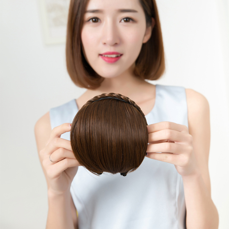 Peluca flequillo Twist trenza banda de pelo flequillo señoras flequillo recto pieza de la peluca cortina de cabeza falsa Red Rojo natural flujo falso Mar