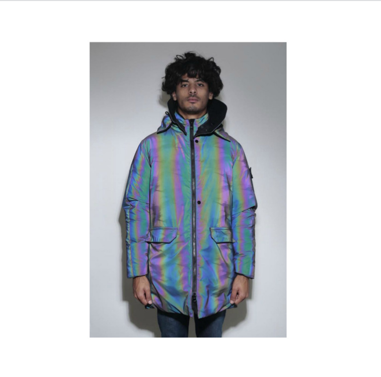 七彩反光面料 幻彩单面反光布 彩虹反光布 炫彩羽绒服风衣布料