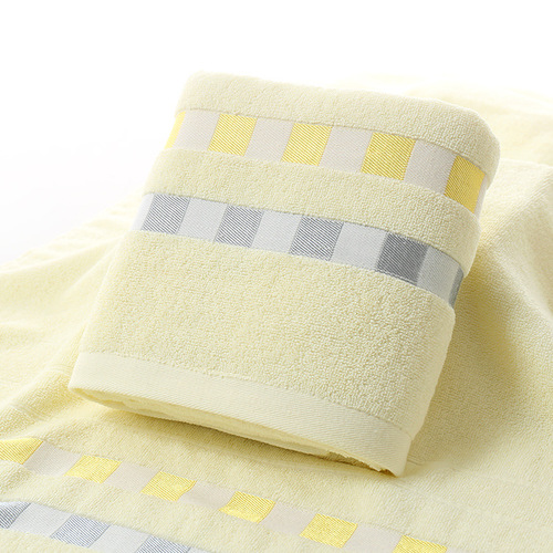 Plain square block jacquard pure cotton large bath towel for household adult bathing large towel soft absorbent wrap wholesale