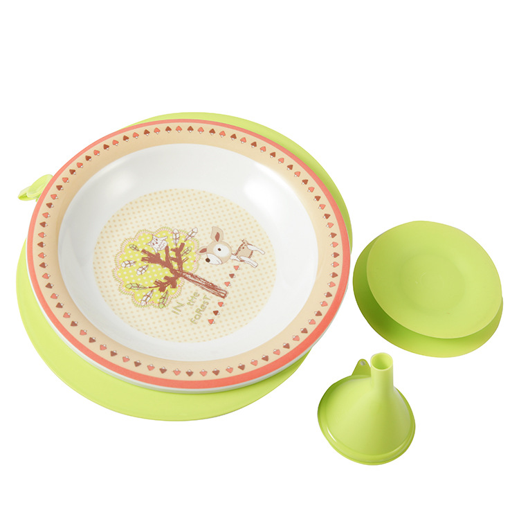 Yookidoo bebé niños dibujos animados frío y caliente fresco-mantenimiento tazón taza de succión tazón resistente a la gota tazón de inyección de agua tazón anti-aspersión tazón de aislamiento