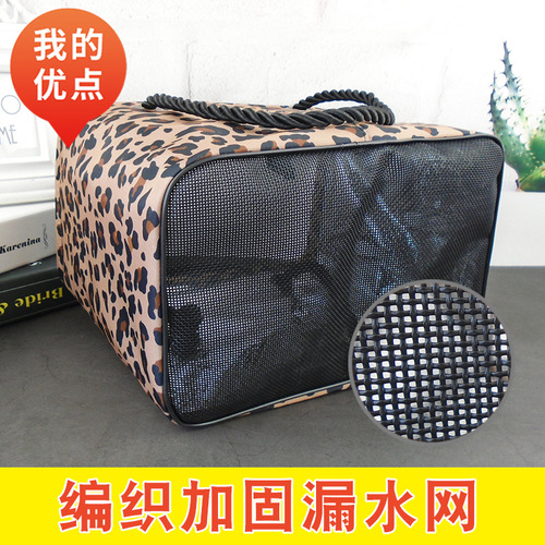 Bath bag women's portable bath basket fashionable thickened leopard print bath bag large capacity storage fitness bath wash bag