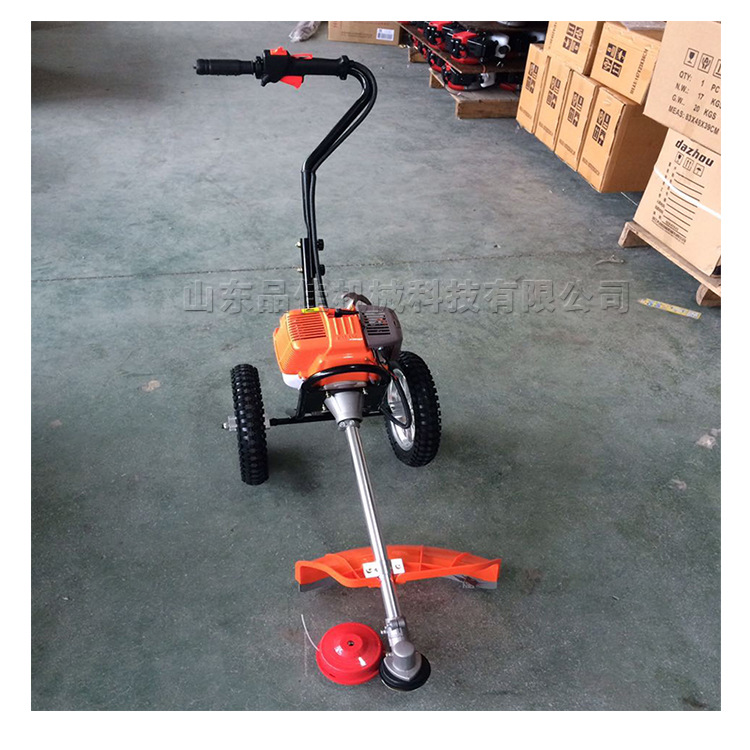 两轮手推自走式割草机 草坪绿地青草打草机采用风冷二四冲程发动
