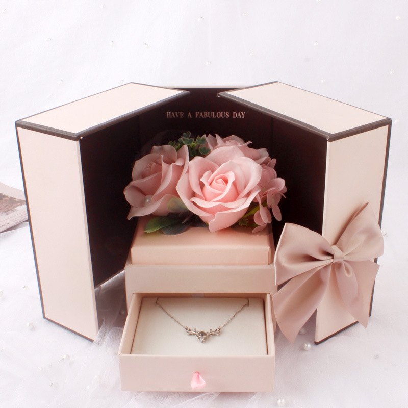 Factory direct new double door soap flower jewelry lipstick gift box creative 520 Tanabata Valentine's Day gift