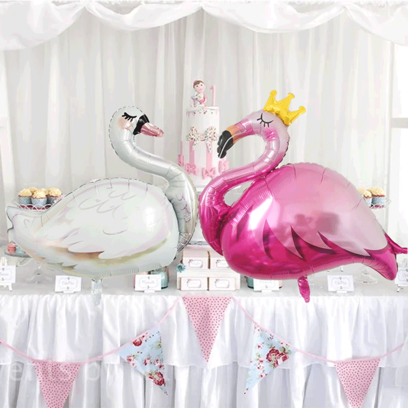 Corona Flamingo boda Cisne Blanco globo decoración papel de aluminio globo signo-en la tabla de bienvenida globo Decoración de mesa globo