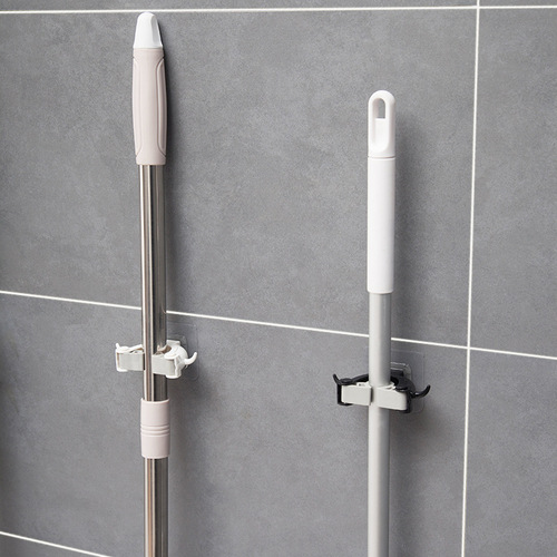 Wall-mounted horn mop clip creative hook seamless adhesive mop holder broom holder bathroom kitchen storage and organization