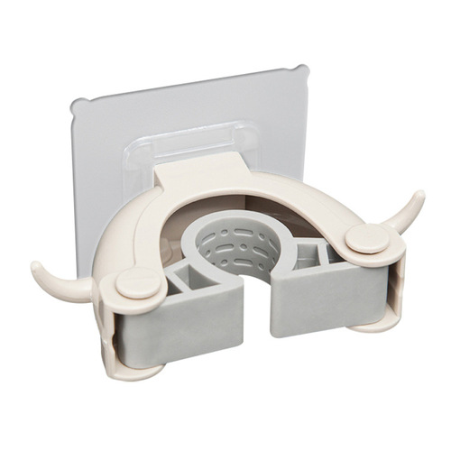 Wall-mounted horn mop clip creative hook seamless adhesive mop holder broom holder bathroom kitchen storage and organization