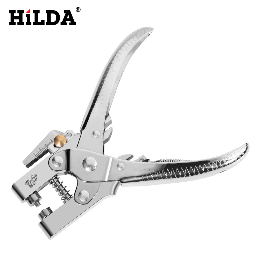 Hilda multi-función de perforación de agujero Alicates de ojo de pollo cinturón de metal anillo de perforación herramienta