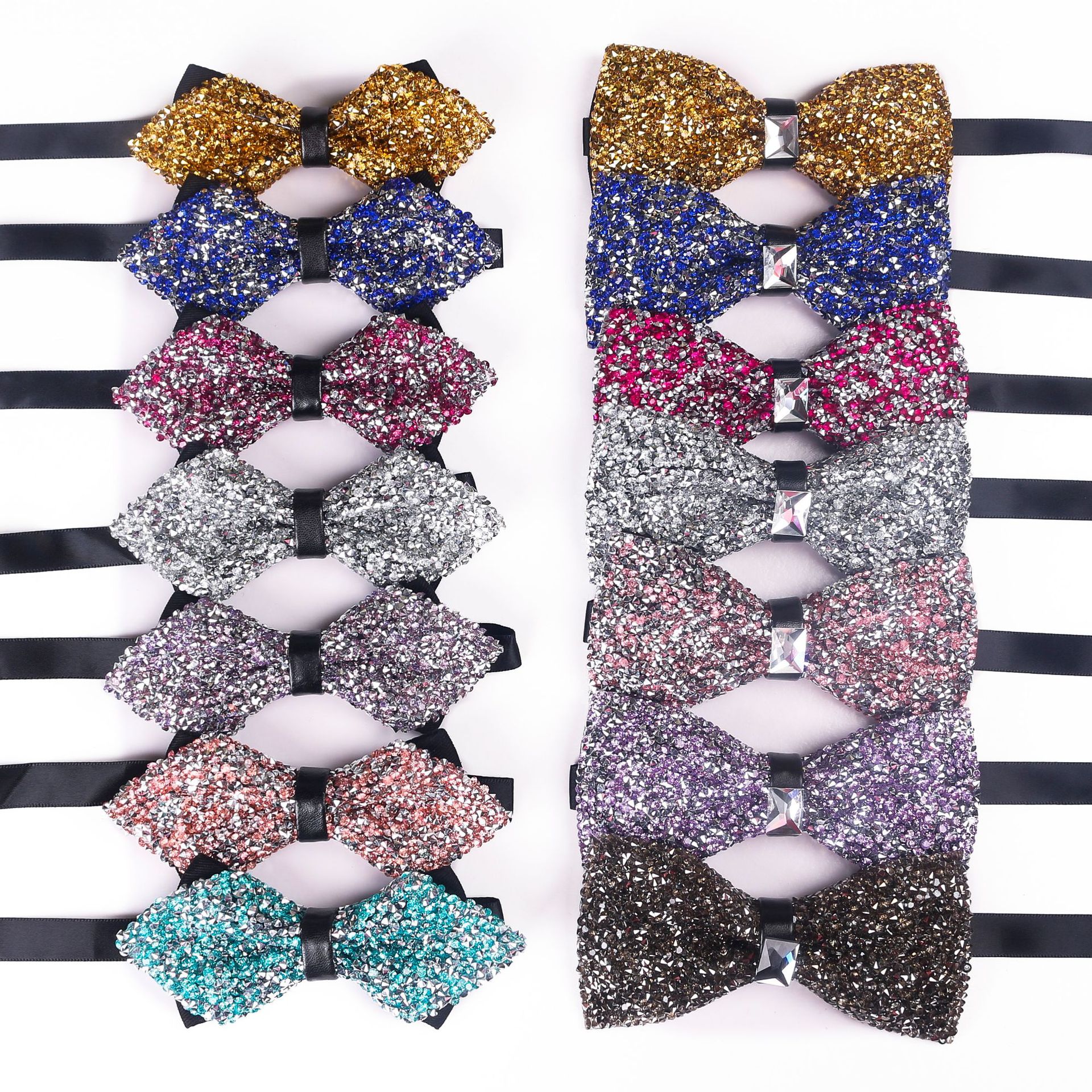 Men's diamond bow tie with rhinestones for clubs and parties